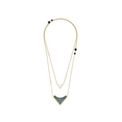 Lalique Necklace - 1925 Pendants - Clear & Grey/Gold